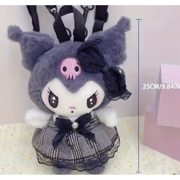 Dark Lolita goth  kuromi Plush backpack kawaii  sanrio plushie gift - Picture 2 of 4